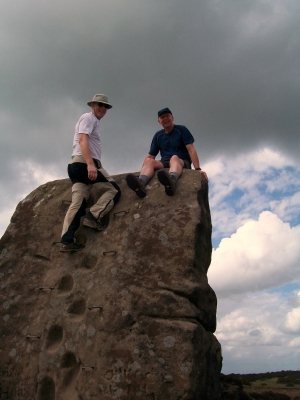 Peter and Ian climb the Cork Stone