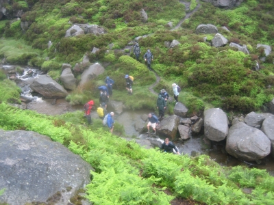 Don't get wet crossing the stream.