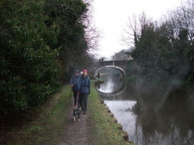 Hilary and Maude on the canal towpath