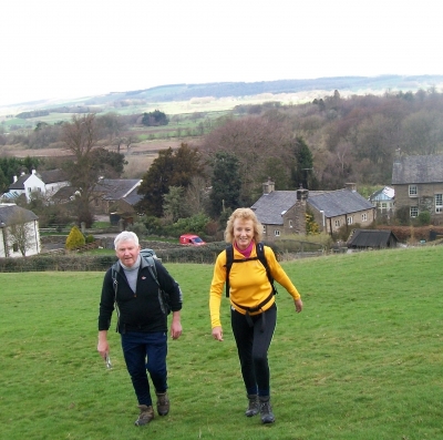 Norman and Vi come up the hill