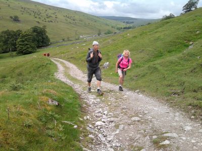 Mike & Julie on the pull from Yockenthwaite