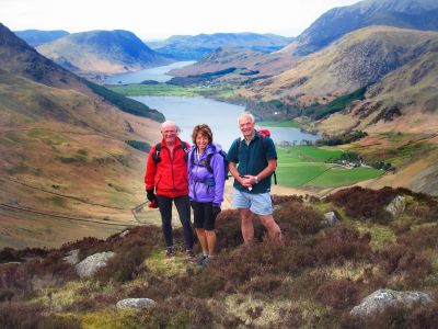 Eileen on Haystacks, above Buttermere, a feature of this great event
